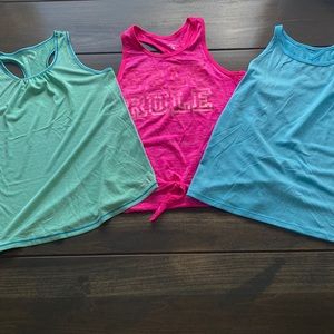 Girls Set of 3 Athletic Tanks-Large